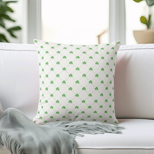 Cute St Patrick's Day Green Shamrock Pattern Cushion (Creator Uploaded)