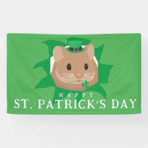 Cute St Patrick's Day Hamster peeking through hole Banner