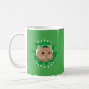 Cute St Patrick's Day Hamster peeking through hole Coffee Mug