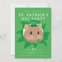 Cute St Patrick's Day Hamster peeking through hole