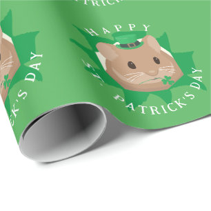 Cute St Patrick's Day Hamster peeking through hole Wrapping Paper