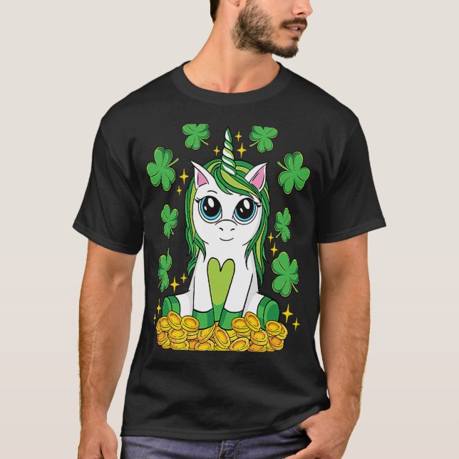 Cute St Patrick's Day Irish Unicorn Lepricorn Lepr T-Shirt (Front)