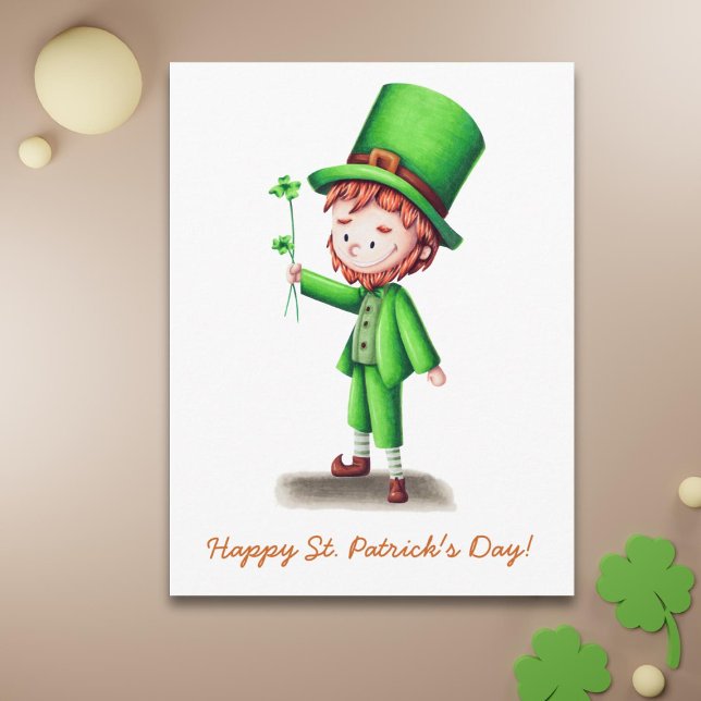 Cute St Patrick's Day Leprechaun Holiday Postcard (Creator Uploaded)