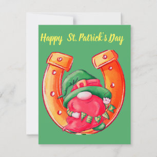 Cute St. Patrick's Day Lucky Gnome Holiday Card
