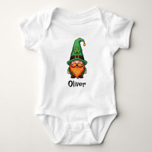 Cute St. Patrick's Day Lucky Leprechaun Gnome  Baby Bodysuit