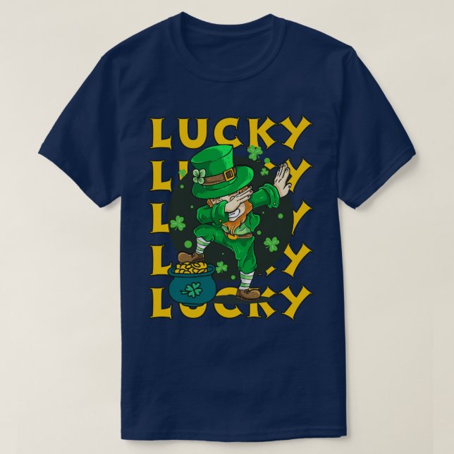 Cute St Patricks Day Lucky Retro Green Shamrock Ir T-Shirt (Design Front)