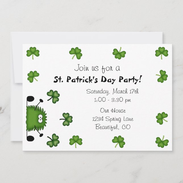 Cute St Patrick's Day Party Invitation (Front)