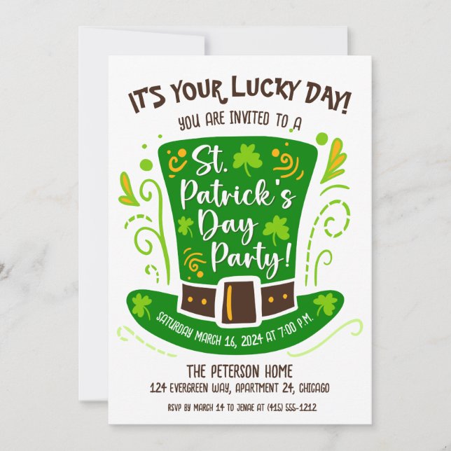 Cute St. Patrick's Day Party Invitation (Front)