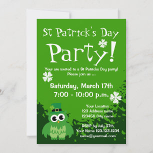 Cute St Patricks Day party invitations Customise