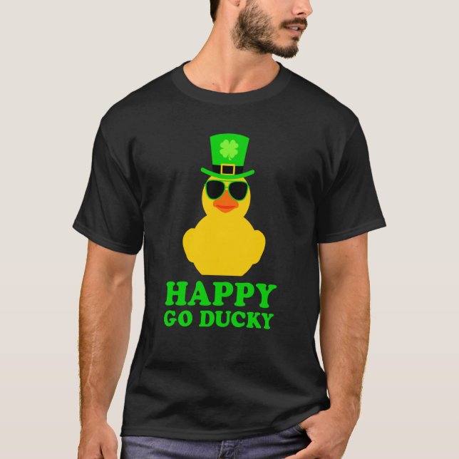 Cute St Patrick's Day Rubber Duck Sunglasses Hat P T-Shirt (Front)