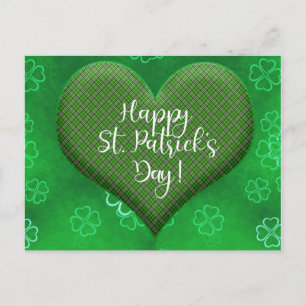 Cute St Patricks Day Shamrock Heart Love Postcard