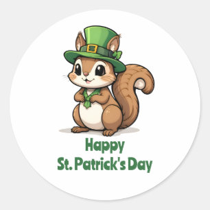 Cute St. Patrick's Day Squirrel with Green Hat Classic Round Sticker