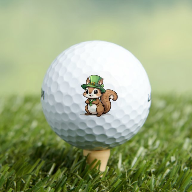 Cute St. Patrick's Day Squirrel with Green Hat Golf Balls (Insitu Tee)