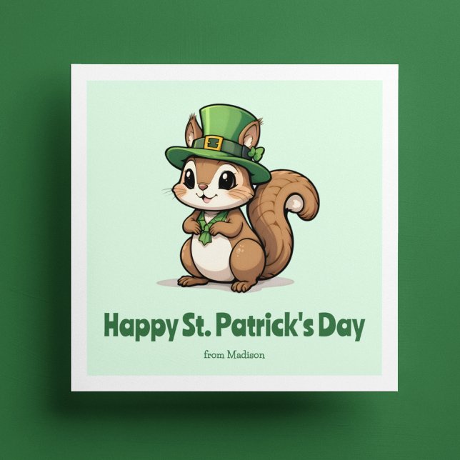 Cute St. Patrick's Day Squirrel with Green Hat Holiday Card (Creator Uploaded)