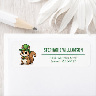Cute St. Patrick's Day Squirrel with Green Hat Return Address Label
