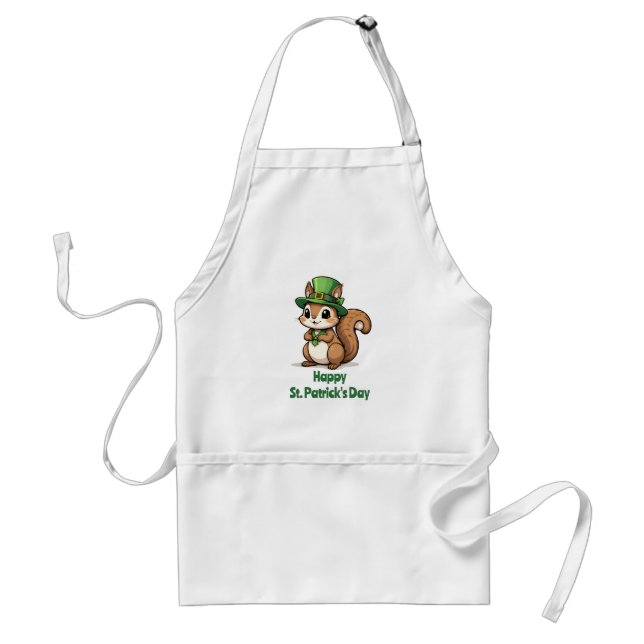 Cute St. Patrick's Day Squirrel with Green Hat Standard Apron (Front)