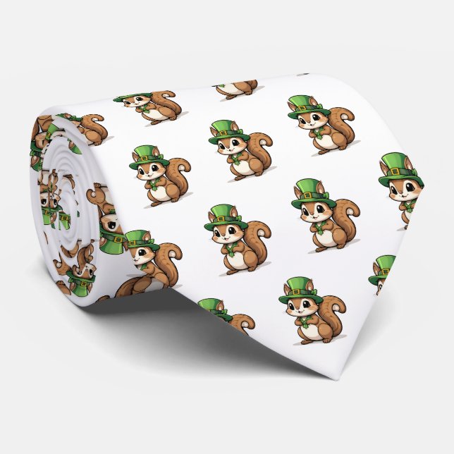 Cute St. Patrick's Day Squirrel With Green Hat Tie (Rolled)