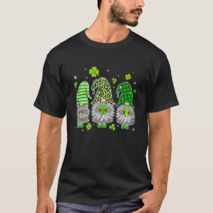 Cute St Patrick's Day Three Leopard Plaid Gnomes S T-Shirt