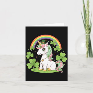 Cute st patricks day unicorn girls kids toddler card