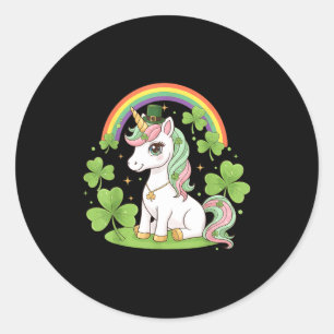Cute st patricks day unicorn girls kids toddler classic round sticker