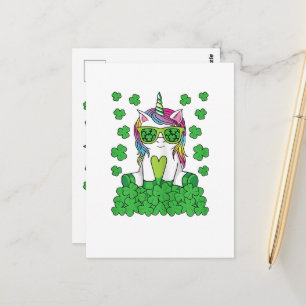 Cute St Patricks Day Unicorn Lepricorn Shamrock Postcard