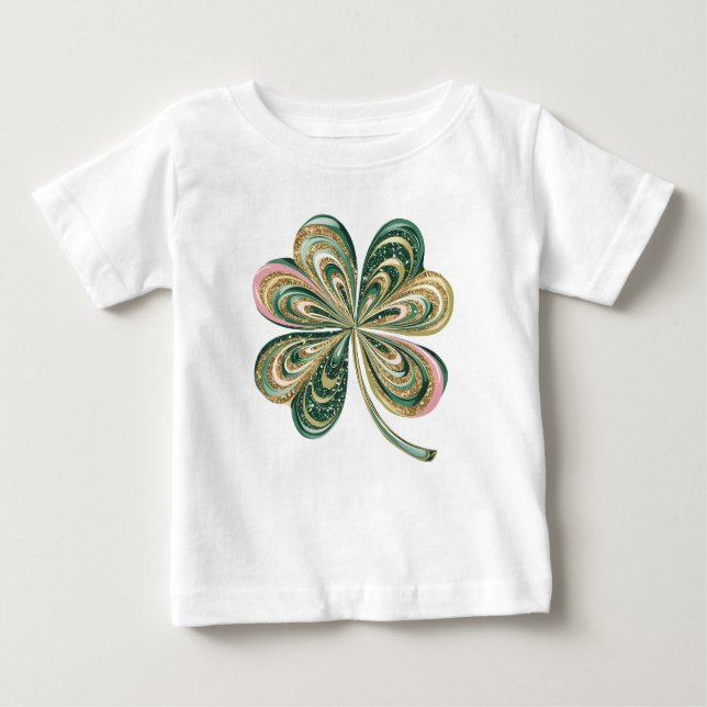 Cute St Patricks Four Leaf Clover Watercolor Shirt (Front)