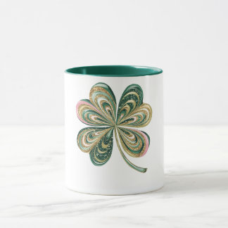 Cute St Patricks Four Leaf Clover Watercolor Shirt Mug