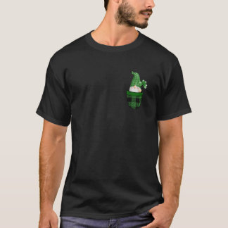 Cute St Patrick's Gnome, Plaid Lucky Pocket Gnome T-Shirt