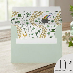 Cute St Patrick's Luck & Joy Irish Blessing e Envelope