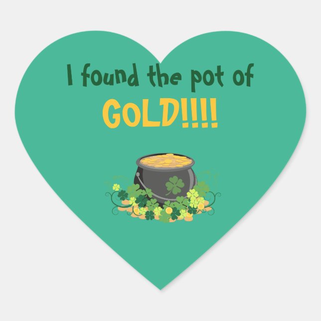 Cute St. Patrick's Pot of Gold Heart Sticker (Front)