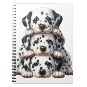 CUTE STACK OF SPOTTED DALMATIAN PUPPY DOGS NOTEBOOK