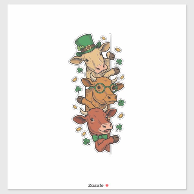 Cute Stacked Cows St Patrick Vintage Engraving Des (Sheet)