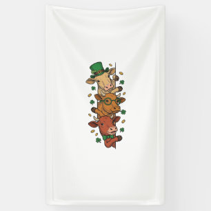 Cute Stacked Cows St Patrick Vintage Engraving Des Banner
