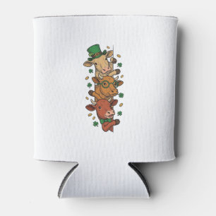 Cute Stacked Cows St Patrick Vintage Engraving Des Can Cooler