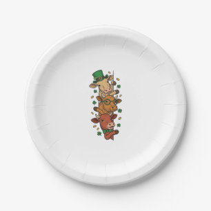 Cute Stacked Cows St Patrick Vintage Engraving Des Paper Plate
