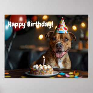 Cute Staffordshire bull terrier birthday design Poster
