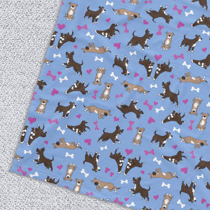Cute Staffy Lab Dog White Bones Pink Hearts Blue Fleece Blanket