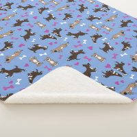 Cute Staffy Lab Dog White Bones Pink Hearts Blue