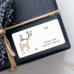 Cute stag with red birds to from gift tag labels