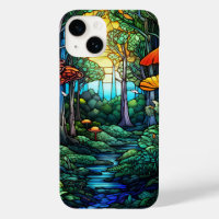 cute stained glass fantasy forest