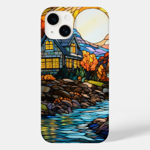 cute stained glass farmhouse  Case-Mate iPhone 14 case
