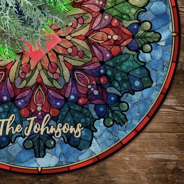 Cute stained glass mandala custom christmas brushed polyester tree skirt (Creator Uploaded)
