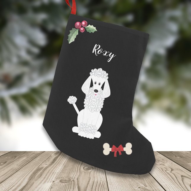 Cute Standard Poodle Dog Monogram Small Christmas Stocking (Creator Uploaded)