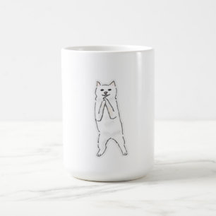 Cute Standing Dog Praying Begging Funny Line Art I Coffee Mug