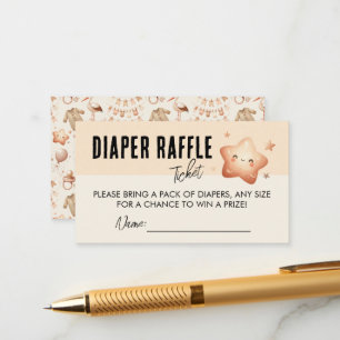 Cute Star Baby Shower - Diaper Raffle Ticket Card