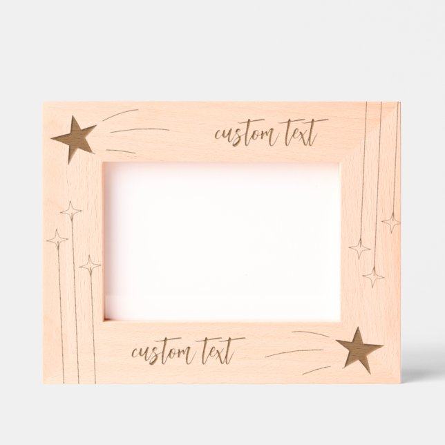Cute Star & Comet Custom Wooden Picture Etched Frames (Front)