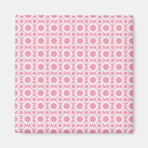 Cute Star Flowers Pattern Pink and White Magnet