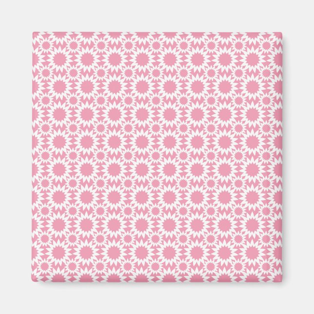 Cute Star Flowers Pattern Pink and White Magnet (Front)