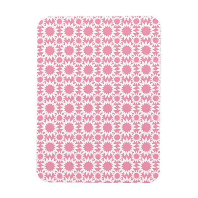 Cute Star Flowers Pattern Pink and White Magnet (Vertical)