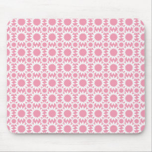 Cute Star Flowers Pattern Pink and White Mouse Pad
